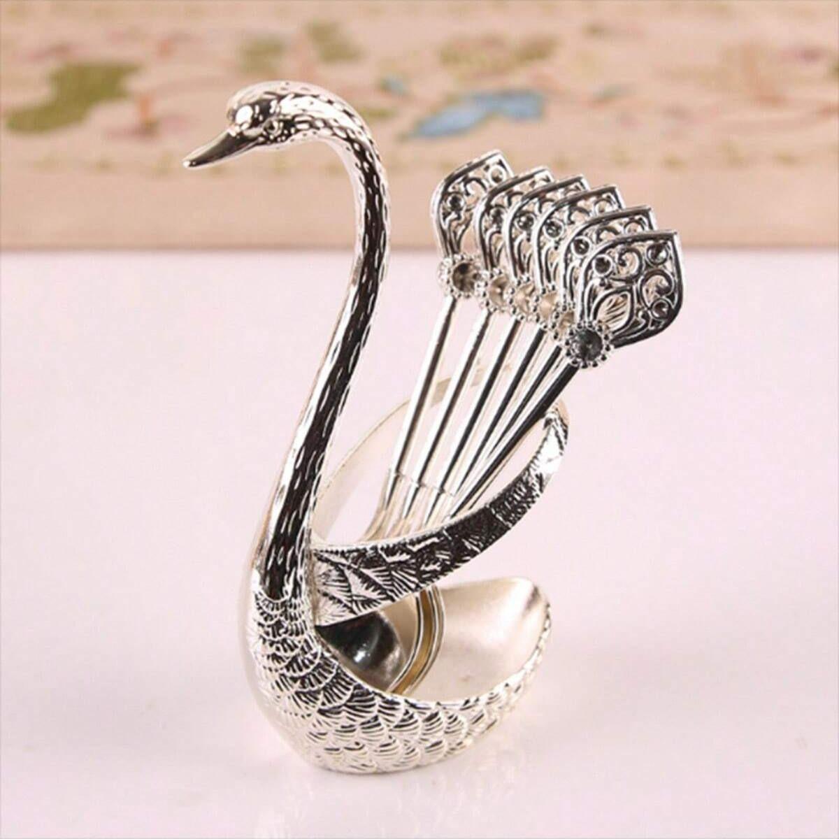 Coffee Spoons Set, Including 6 Stainless Steel Spoons and 1 Swan Base, Creative Swan Design Coffee Stirring Spoons for Dessert and Tea, Kitchen Cutlery and Tableware Utensils Supplies Coffee Spoons Set, Including 6 Stainless Steel Spoons and 1 Swan Base, Creative Swan Design Coffee Stirring Spoons for Dessert and Tea, Kitchen Cutlery and Tableware Utensils Supplies