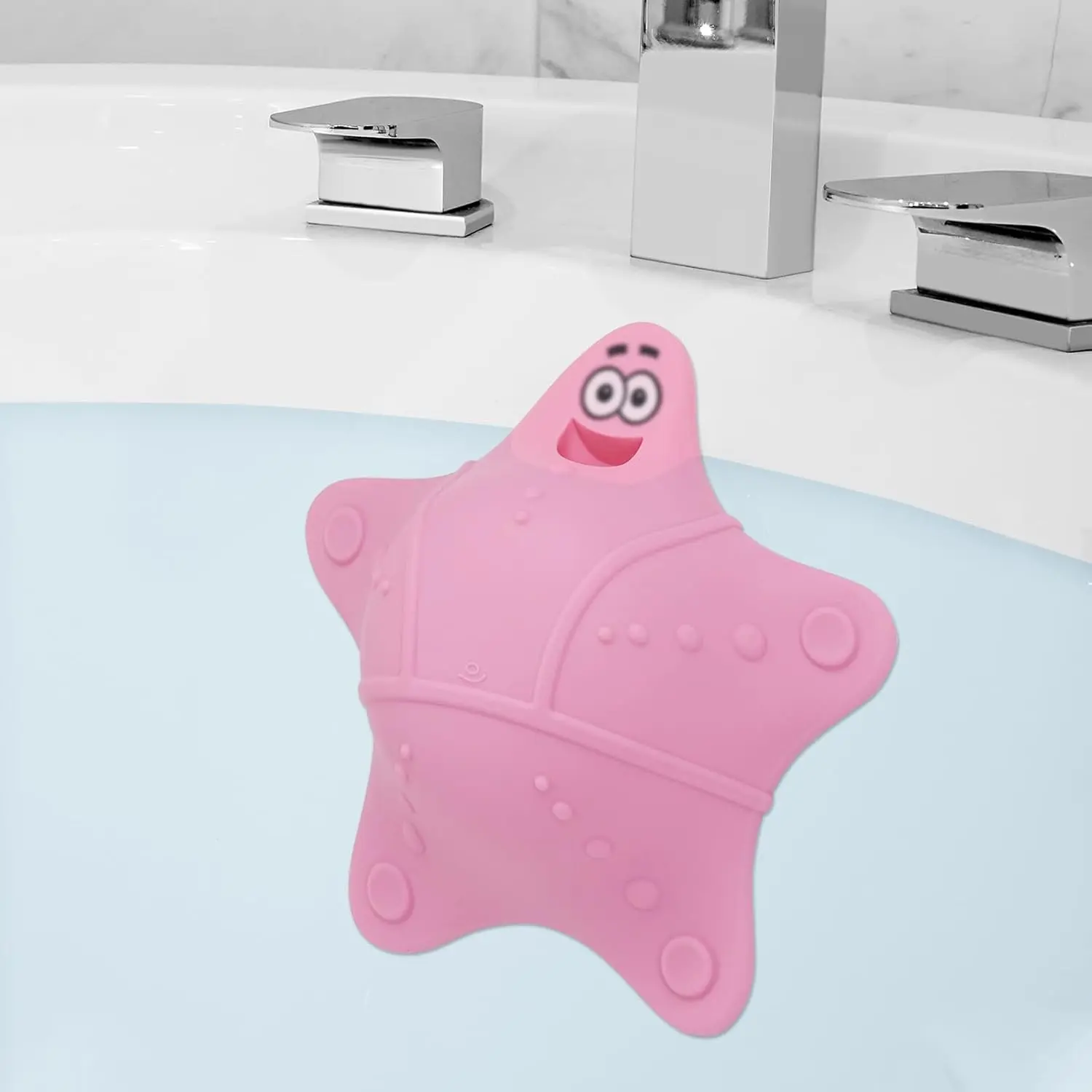 Bathtub Overflow Drain Cover, Starfish-Shaped Silicone Bath Tub Drain Plug with 5 Suction Cups, Adds 3-4 Inches of Water Depth, Pink
