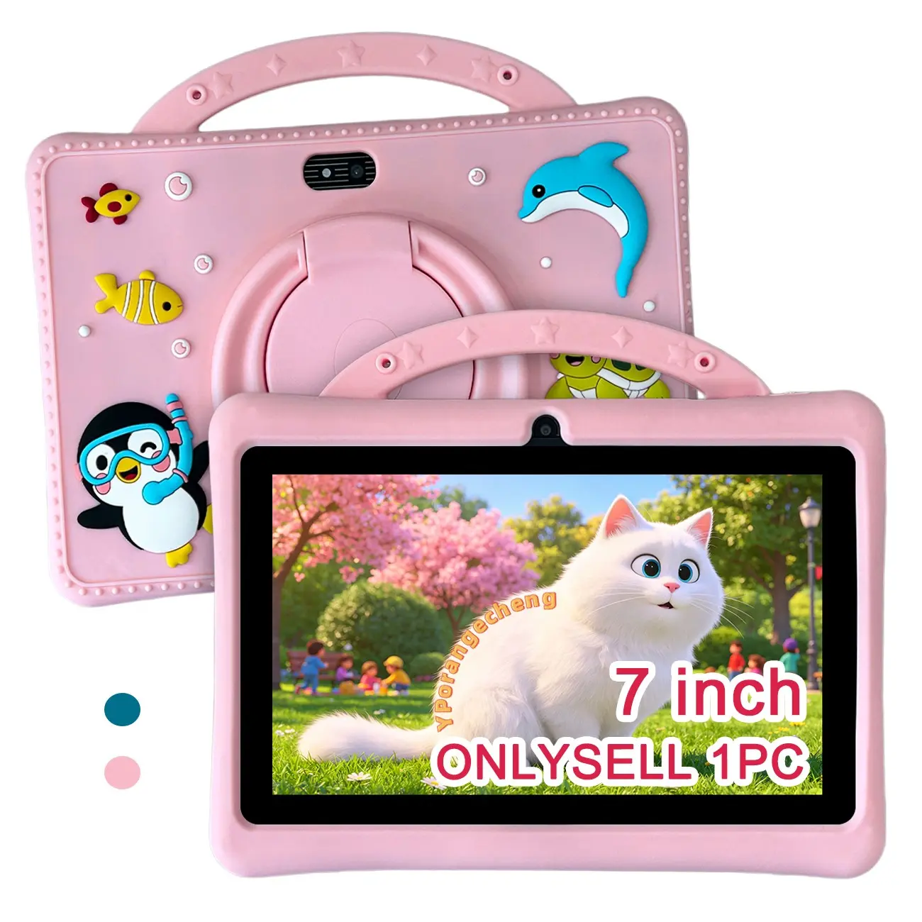 Summer Gift | Animal shaped infant tablet, portable with a rotating stand, a 2-in-1 puzzle toy for early education and learning when going out (No adapter)