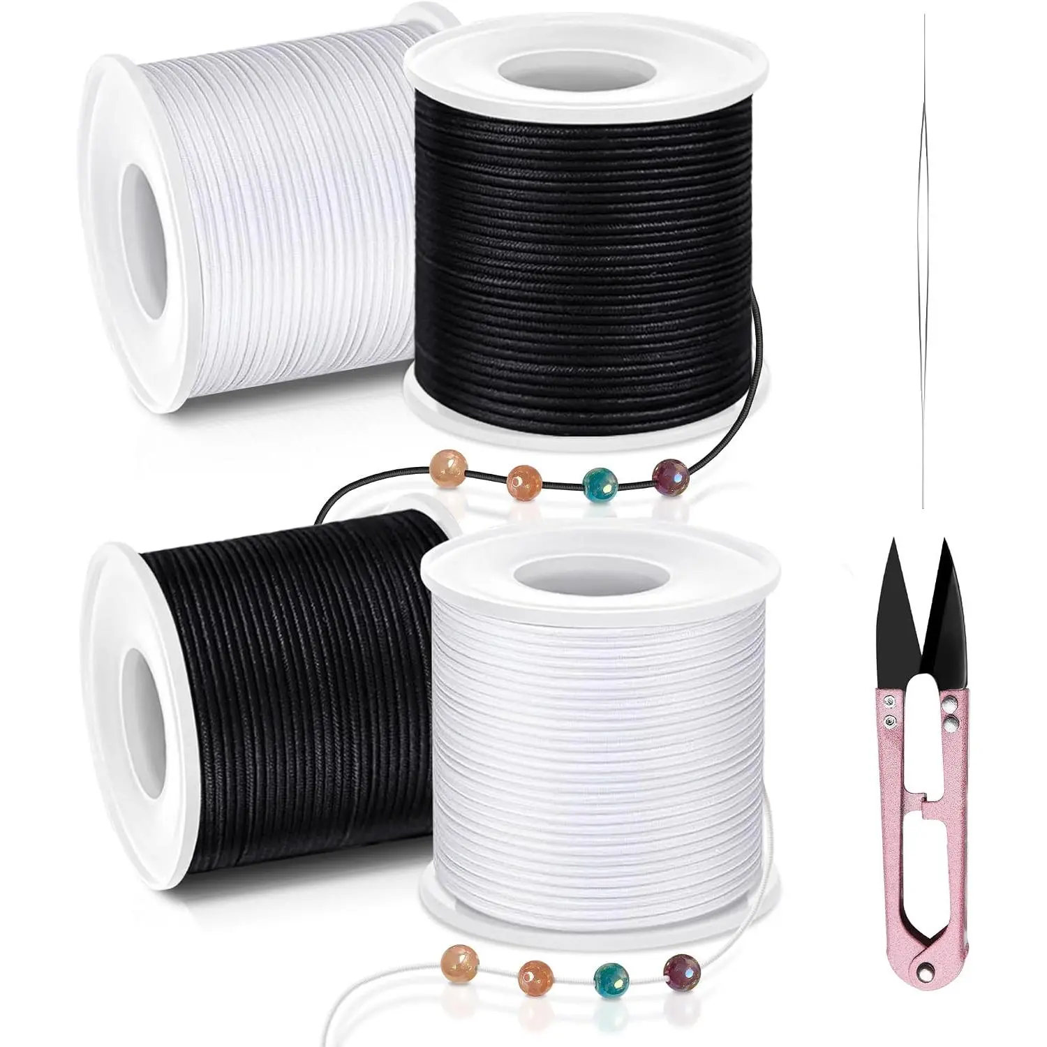 Rainbow Synthetic Beading Stringing Cord - 1mm Diameter, 82in Length, Stretchy for Bracelet Making, Hair Braiding, Crafting