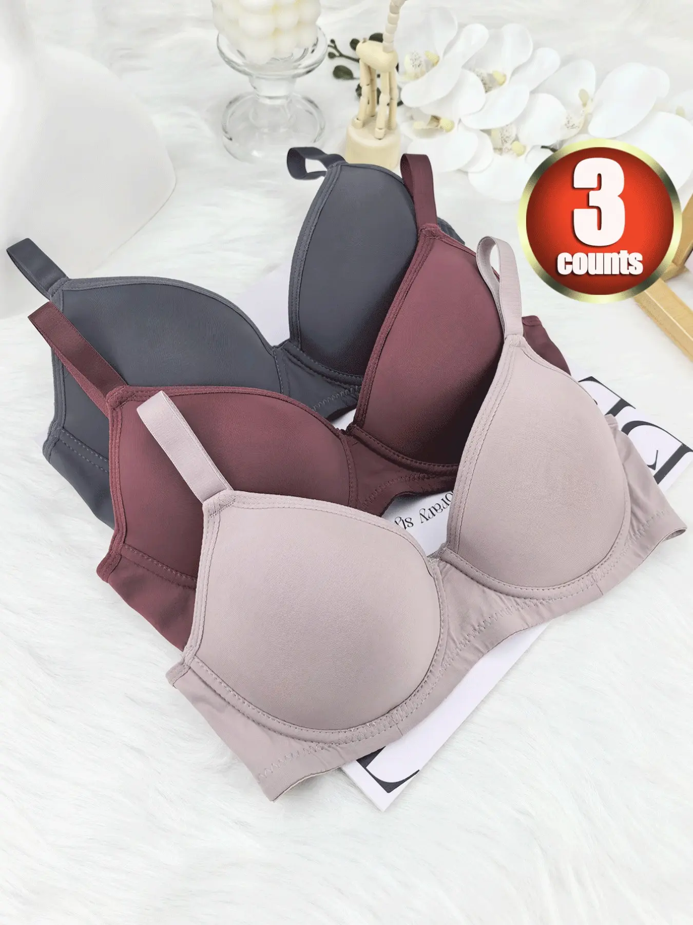 3PCS Women's Everyday Bra, Push-Up and Lifted Underwear, Small Bust Enhancement and Prevent Sagging Bra, Curve-Enhancing Women's Bra, High Support, Non-Slip, Breathable Bra, Versatile All-Season Styles, Padded Everyday Bra