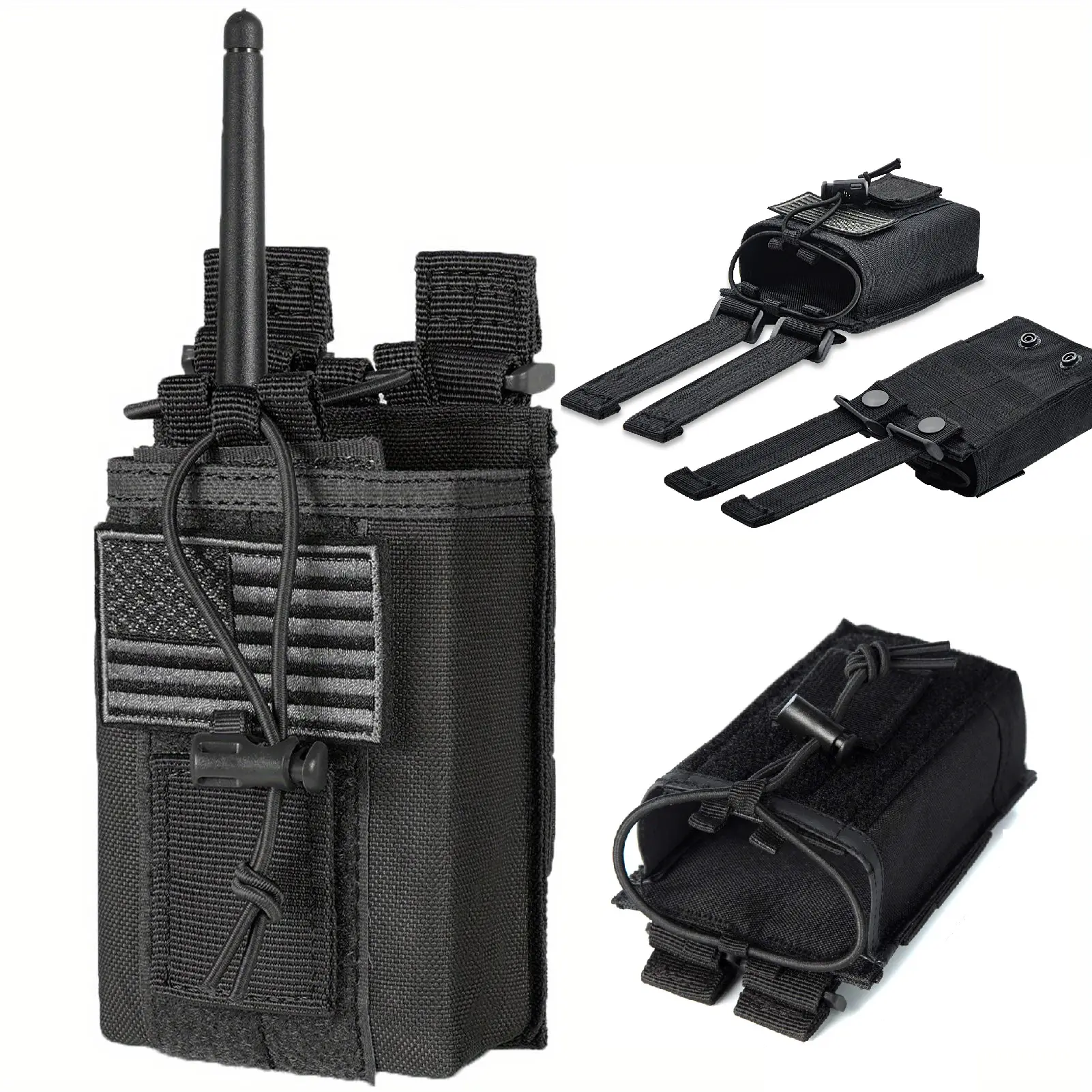 Molle Radio Holster, Heavy-Duty Nylon Pouch for 2-Way Radio Users, Adjustable and Secure for Outdoor Sports, Includes Hook-Loop Patch, Two-Way Walkie Talkies Users