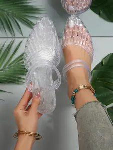 Transparent PVC Jelly Sandals for Women, Waterproof Hollow Out Beach Shoes, Lightweight All-Season Footwear, Perfect for Vacation and Daily Wear