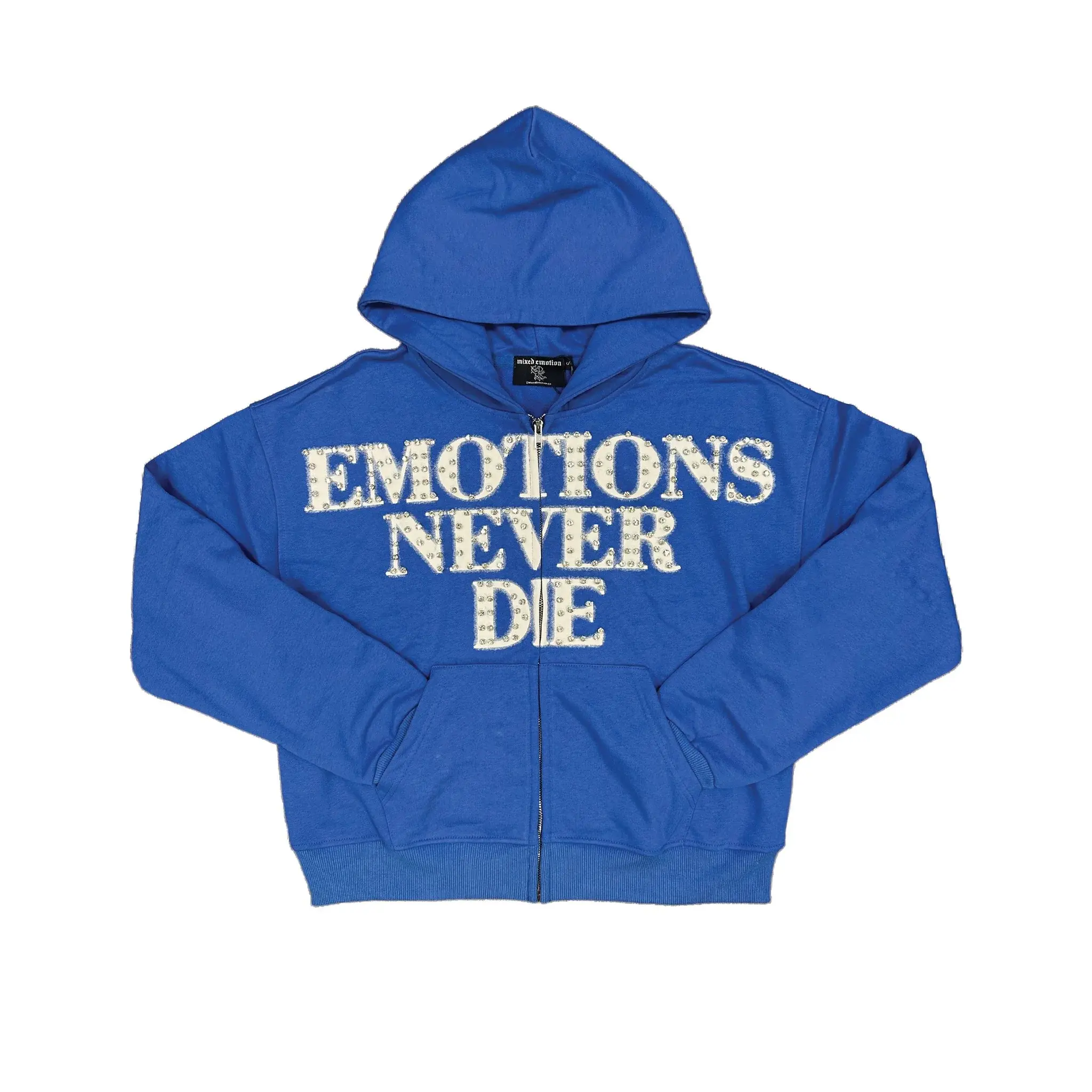 Mixed Emotion Rhinestone Hoodie Men Streetwear Zip Up Cardigan Red Graphic Print Y2K Gothic Hip Hop Sweatshirt Autumn Winter Oversized Casual Hooded Jacket Unisex