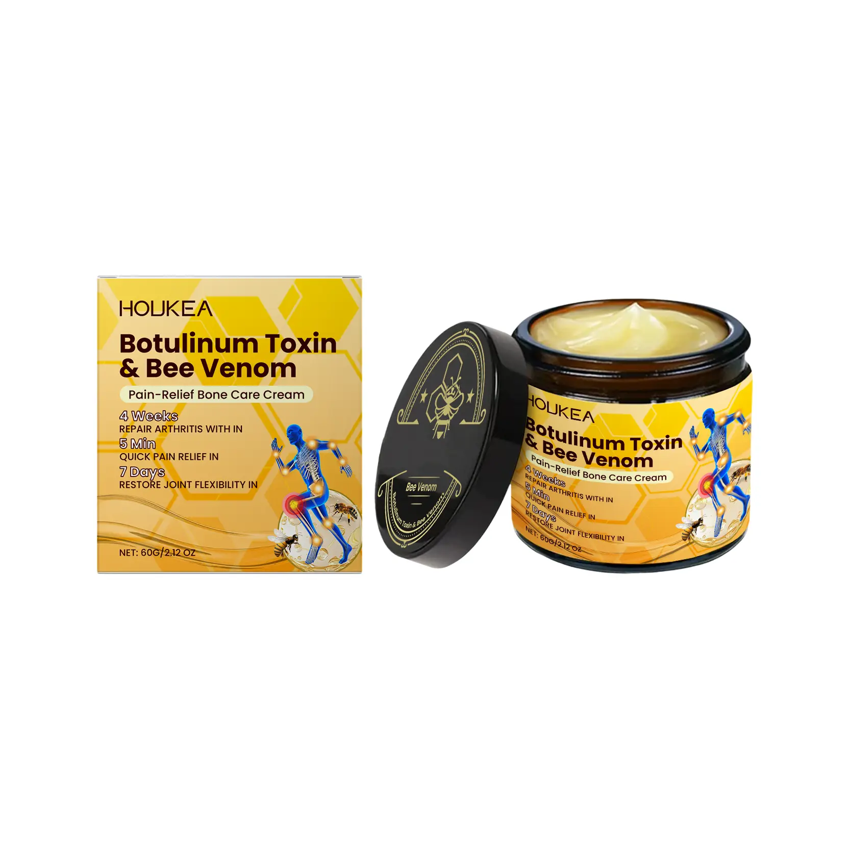 Bee Venom & Relaxing Toxin Extract Muscle Soothing Cream 60g, Gentle Rub for Neck Waist Back Hand Leg Foot Joint Discomfort Relief