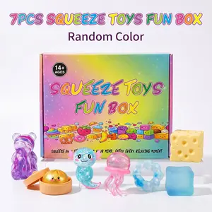 7-Piece Set Squishy Box, Malt Sugar Stress Relief Fidget Toys, Sensory Bundle, Creative Slow-Return Squishy, Party Gift, 7 Different Styles, Random Color