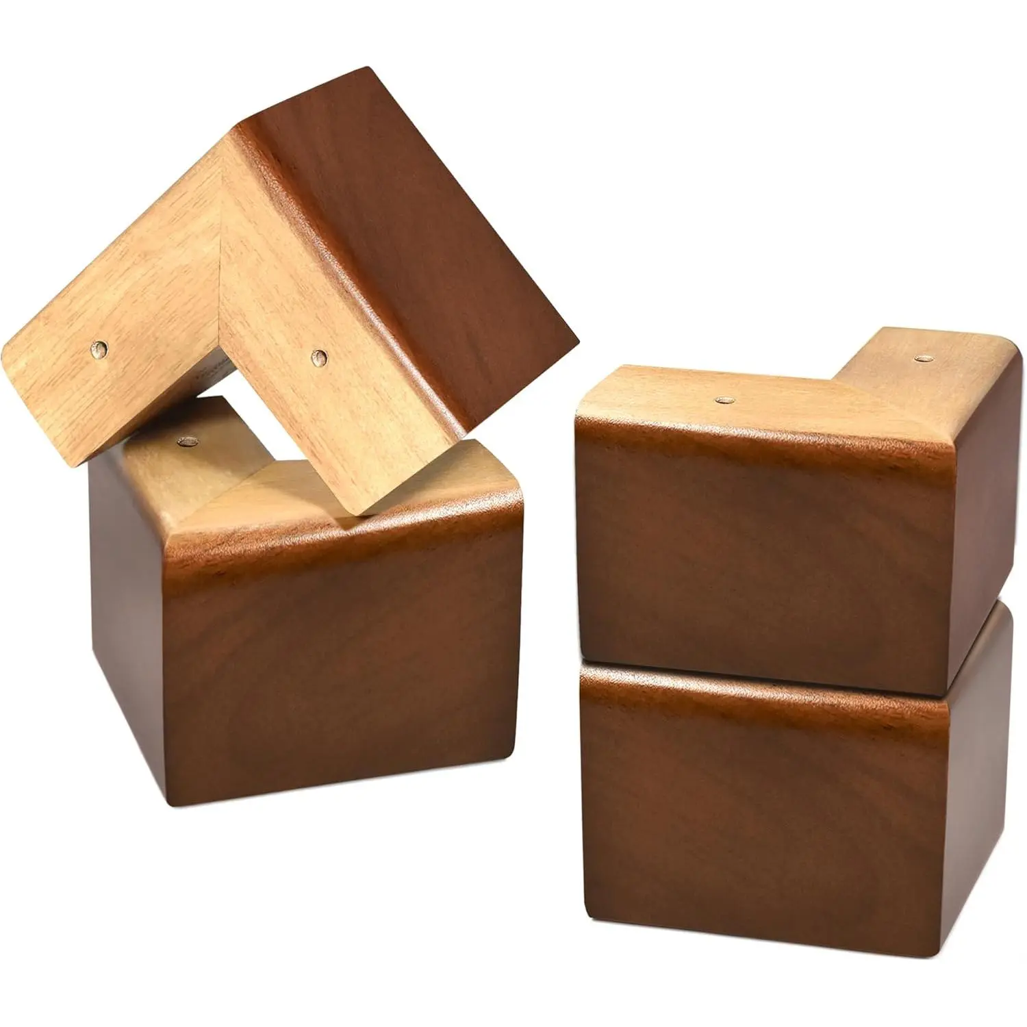 4 Pack Solid Wood Furniture Legs, L-Shaped Bed Risers, Replacement Sofa Feet for Couch Dresser Cabinet Table, Furniture Risers Bed Lifters