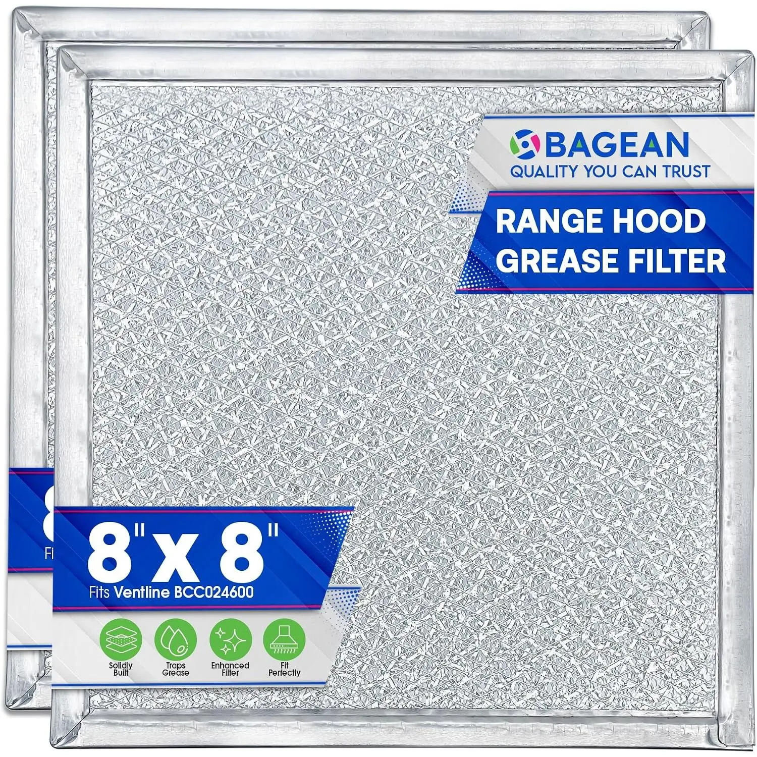 8x8 Inch Range Hood Replacement Filter, Compatible with M LOK System, Kitchen Vent Mesh Filter for Range Hood, BCC024600 Replacement Filter