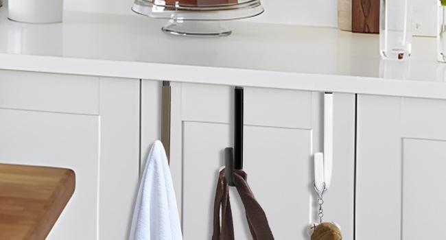 Over the Door Hooks, 4 Pack Hangers Hooks with Rubber Prevent Scratches Heavy Duty Organizer for Living Room, Bathroom, Bedroom, Kitchen Hanging Clothes, Towels, Hats, Coats, Bags White