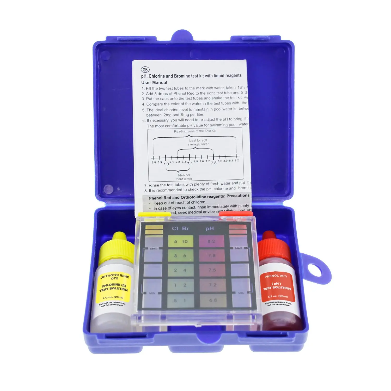 Standard 3-Way Swimming  &  Test Kit, Tests Water | for pH, Chlorine and Bromine