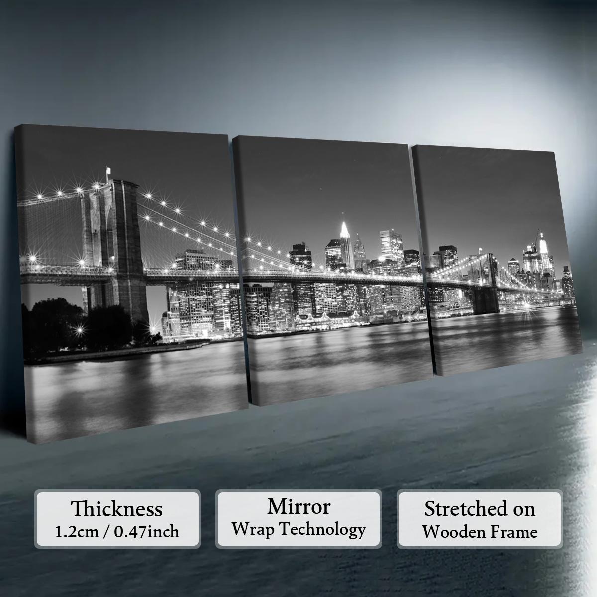 Wooden Framed Canvas Painting, 1-3 Counts/set Water Proof Japanese Style Scenery Canvas Poster, Modern Art Wall Decoration, Home Wall Decor