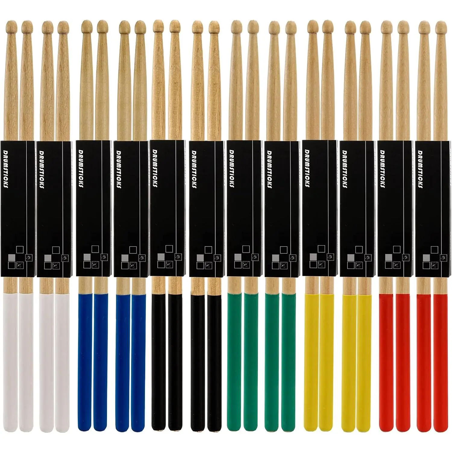 12 Pairs Drum Sticks with Non-Slip Rubber Handle, Classic 7A Maple  Tip Drumsticks for , Adults, and Beginners, Professional Musical Instrument Percussion Accessories, 6 Colors