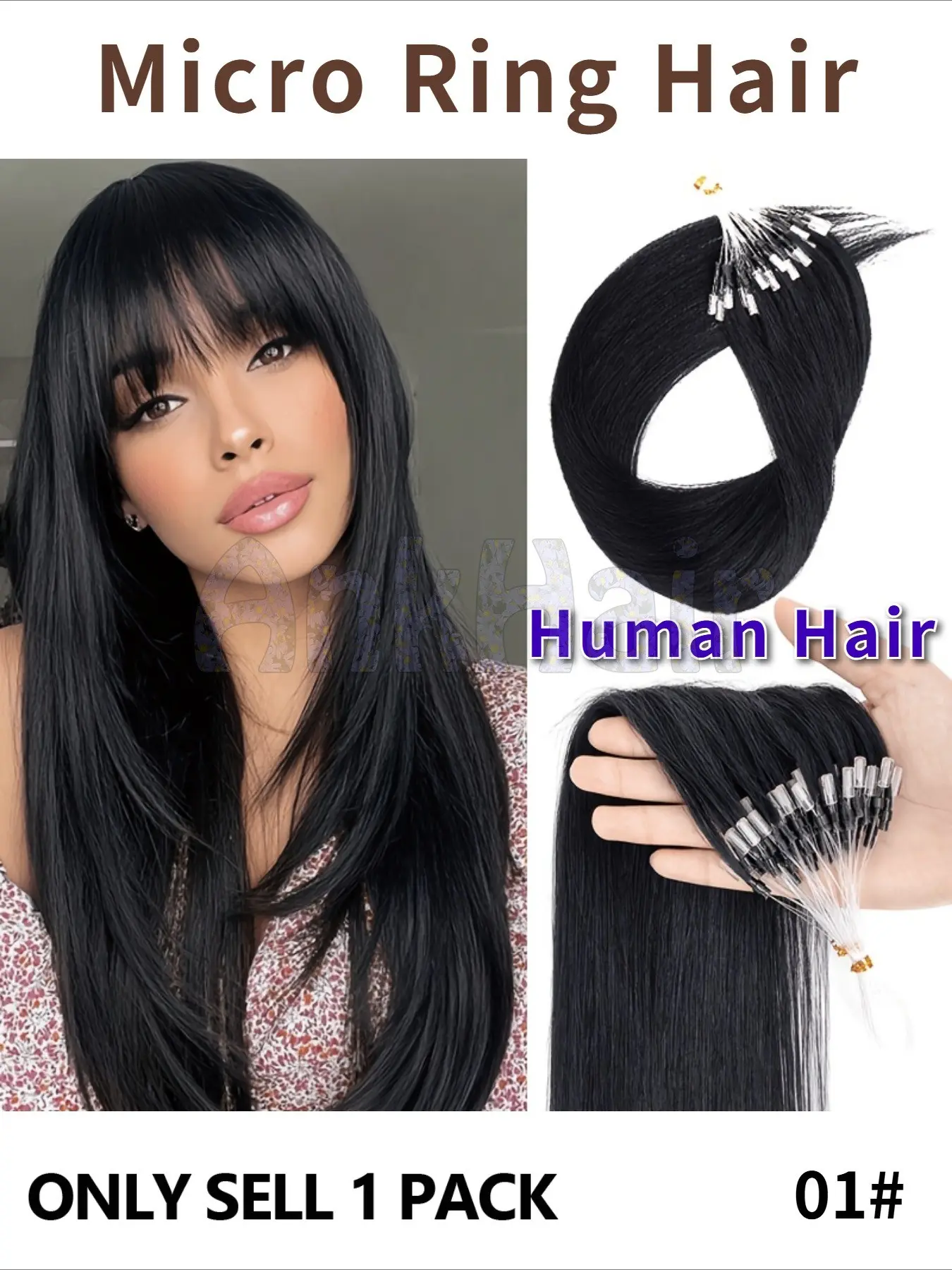 Natural Sleek Straight Micro Loop Human Hair Pieces, 30g Fine Textured Micro Link Extensions, 12 16 20 Inch, Comfortable for Women