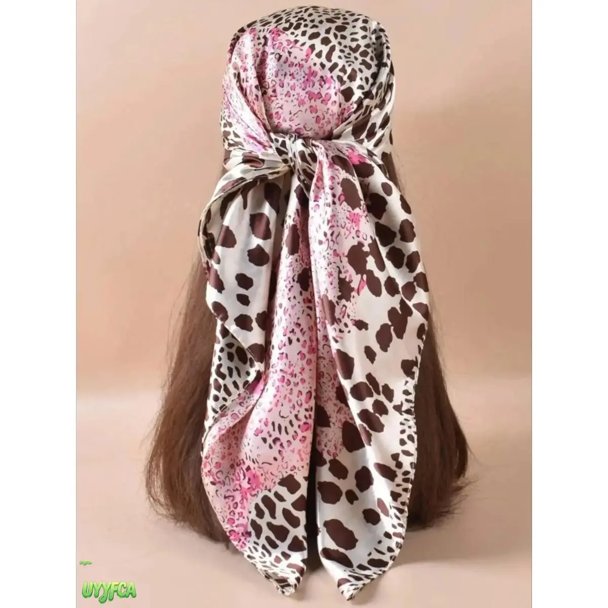 Two-Tone Leopard Print Satin Square Head Scarf For Women, Silky Soft Lightweight Bandana, 90cm Versatile Hair Wrap Accessory For Daily Styling, Outdoor Sports, Vacation Travel And Casual Street Outfits,back to school,back to school haul