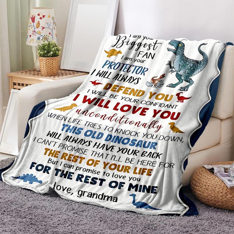 Dinosaur Print Cozy Blanket, 1 Count Soft Comfortable Warm Napping Throw, Sleeping Bedding Supplies for Home Office Travel Decorative Giftable Blankets #TOP PICKS