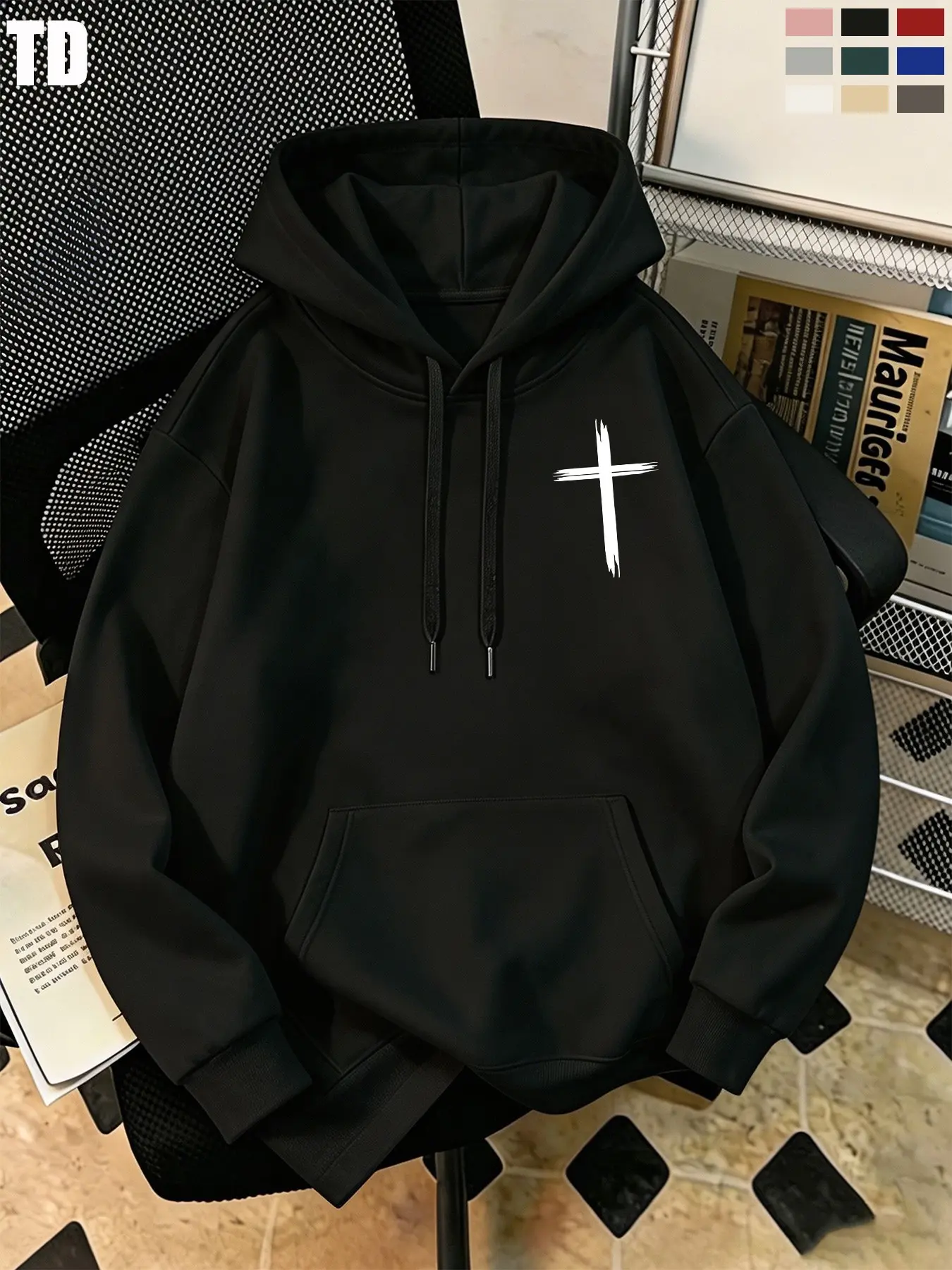 Christian Cross Hoodie, Philippians 4:13 Bible Verse Sweatshirt, Unisex Design Faith Inspiring Fitted Pullover Jacket, Casual Fall & Winter Wear