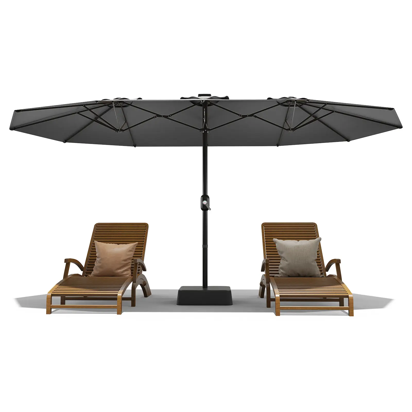 Heavy Duty Support Base Included Double-Sided Rectangle Patio Umbrella, 15ft Extra Wide Outdoor Sun Shade with Effective UV Protection, Ideal Shading Solution for Pool, Lawn, Garden, Deck and Backyard