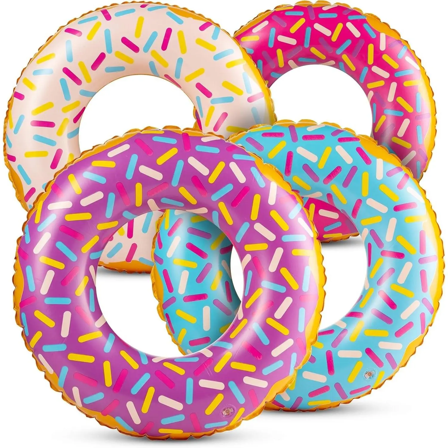 24-Inch Inflatable Donut Pool Floats (4-Pack) Swim Rings for Kids Ages 2-6Gift