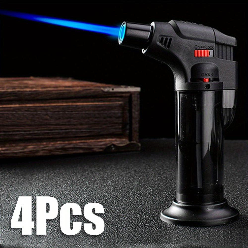 4Pcs torch igniter, butane replaceable igniter, single flame windproof torch igniter, multi-function mini gas igniter, suitable for candles, fireplaces, camping, barbecue, kitchen, (does not contain butane gas)