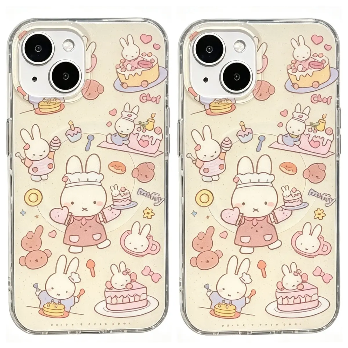 Kawaii Hyperrealism Glam Miffy Rabbit Magnetic TPU Smartphone Case - Shockproof, Fall-Proof, Flexible Frame, Anti-Skid, Precise Cutouts, Protection - Multi-Model Handheld Device Casing for Samsung S21-S25/A Series & iPhone 11-17/17E
