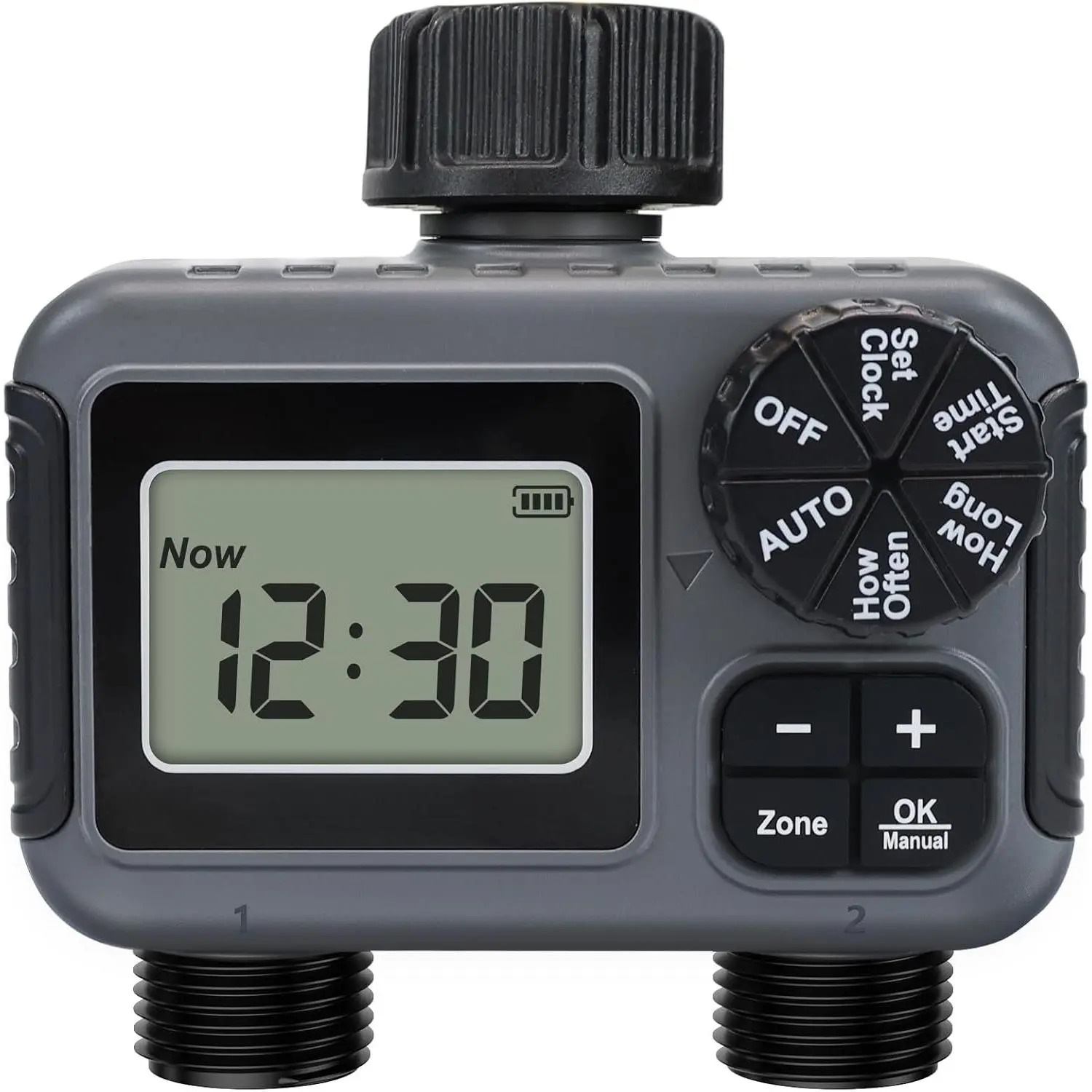 2-Zone Sprinkler Timer, Programmable Garden Hose Timer with Auto/Manual/Rain Delay Modes | Water-Saving Irrigation Controller for Lawn, Yard & Drip Systems |  Design & Easy Setup