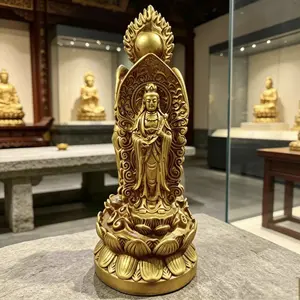Western Three Saints Buddha Statue Home Decor, Triple Face Buddha Ornament, Amitabha Buddha, Guanyin Bodhisattva, Great Stupa