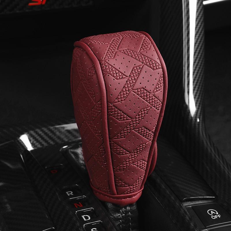 Car Gear Shift Knob Cover, Automatic Shift Knob, PU Leather Hand Brake Anti-slip Protective Case, Auto Interior Accessories Decorations