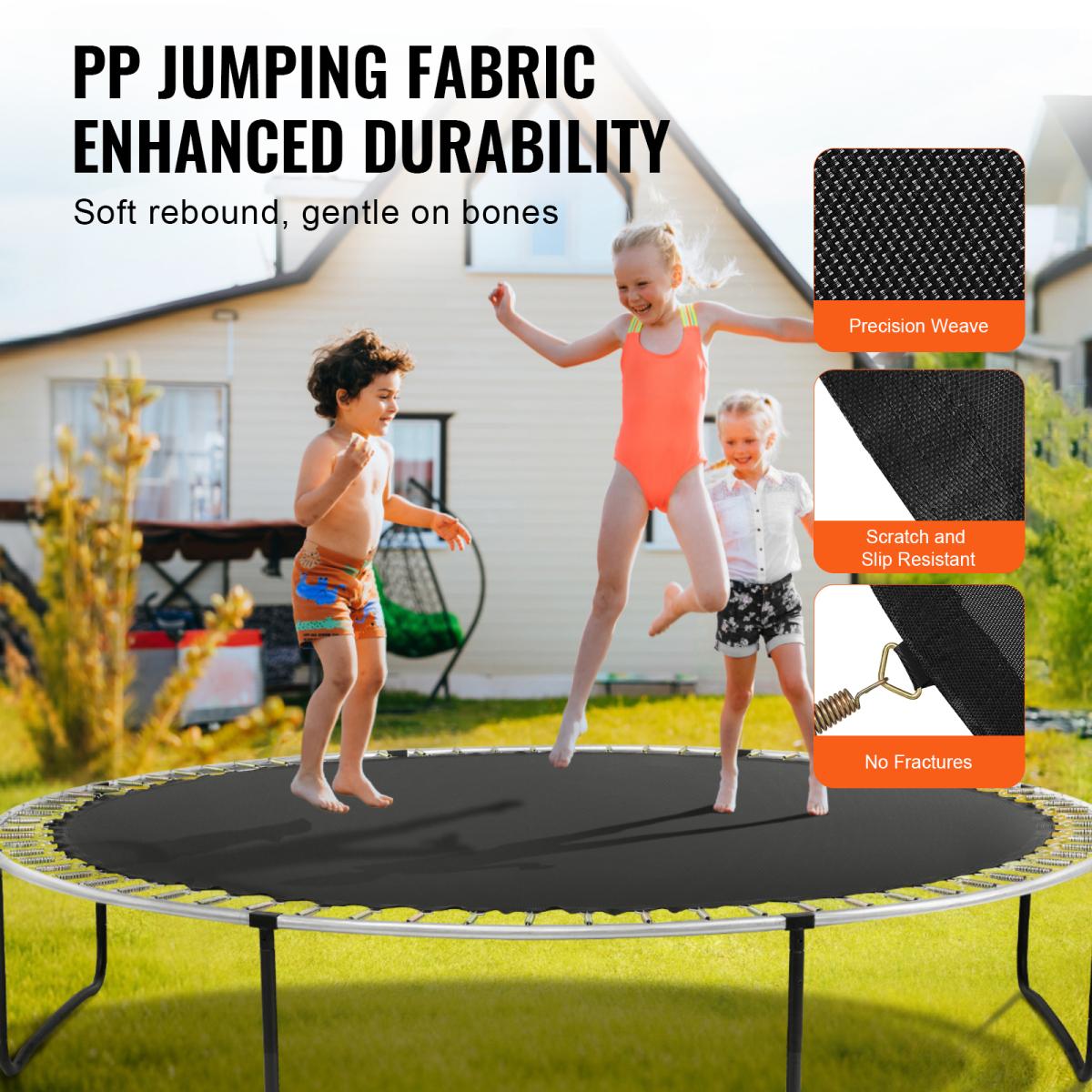 [Fahuac] Replacement Trampoline Mat for 12ft Frame – 72 V-Rings, Fits 5.5" Spring Length, Durable PP Material UV Resistant, Easy Install (Frame & Springs Not Included)