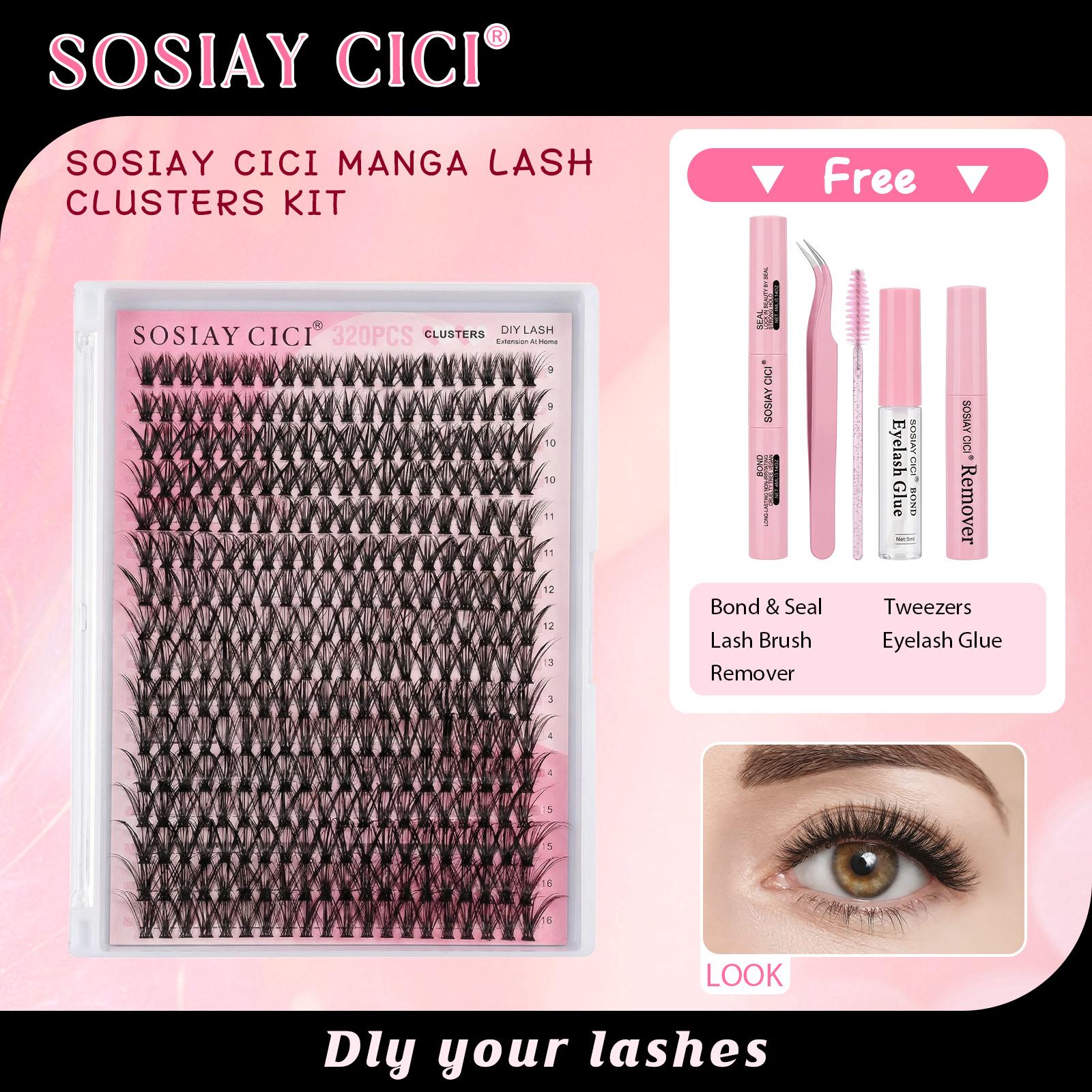 Soft Touch Featherlight Lash Clusters, 9-16mm Mixed DIY False Eyelash Extension Kit with All Tools