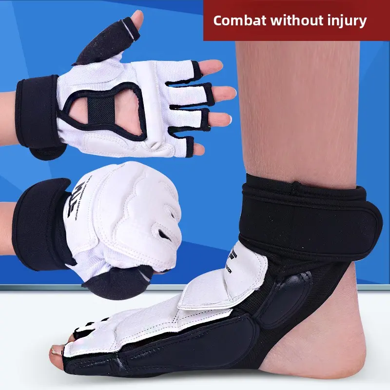 Taekwondo gloves, foot covers, children's taekwondo hand guards, half-finger instep, half-finger Sanda karate boxing gloves