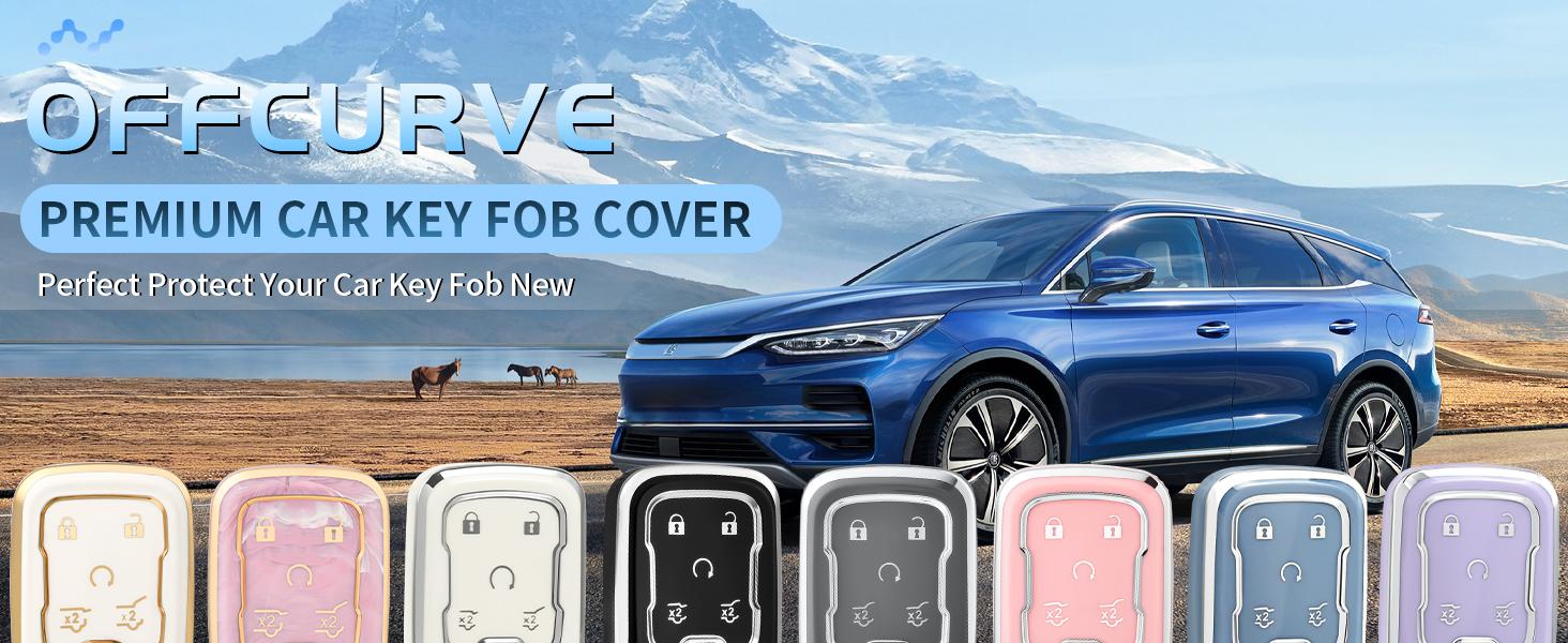 Key Fob Cover with keychain for GMC Yukon/Yukon XL Terrain Acadia Sierra Key Fob Case for Chevy Chevrolet Suburban Tahoe Car Accessories Smart 6 Buttons Key Protector, White