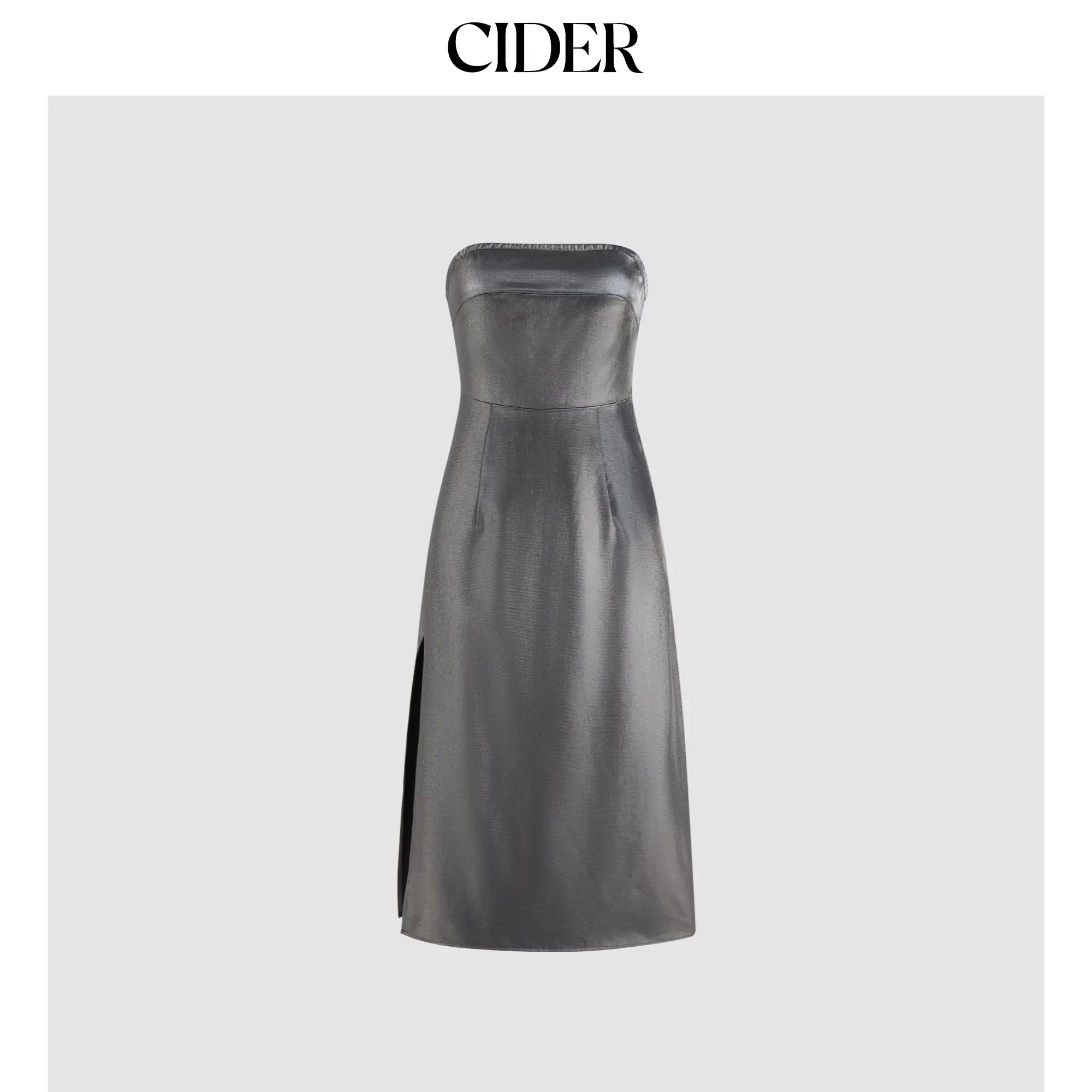 Cider [size 0-10] Tube Metallic Split Midi Dress SummerFinds