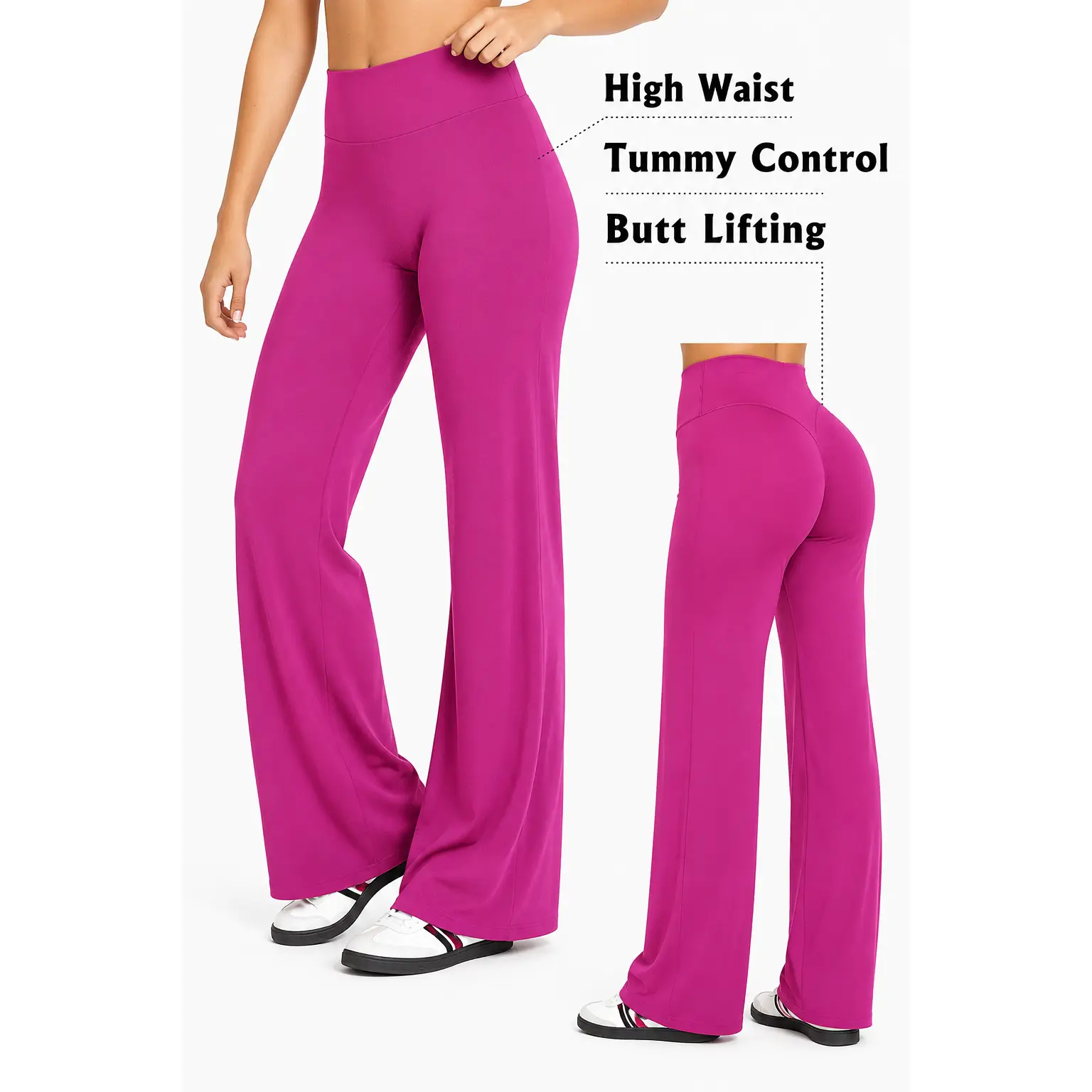 High-Waisted Flowy Wide-Leg Yoga Pants for Women, Tummy Control and Butt Lift, Ideal for Yoga, Fitness, Daily Commute, Streetwear, Casual Sportswear Pants, High Waist Activewear, Highwaisted Yoga