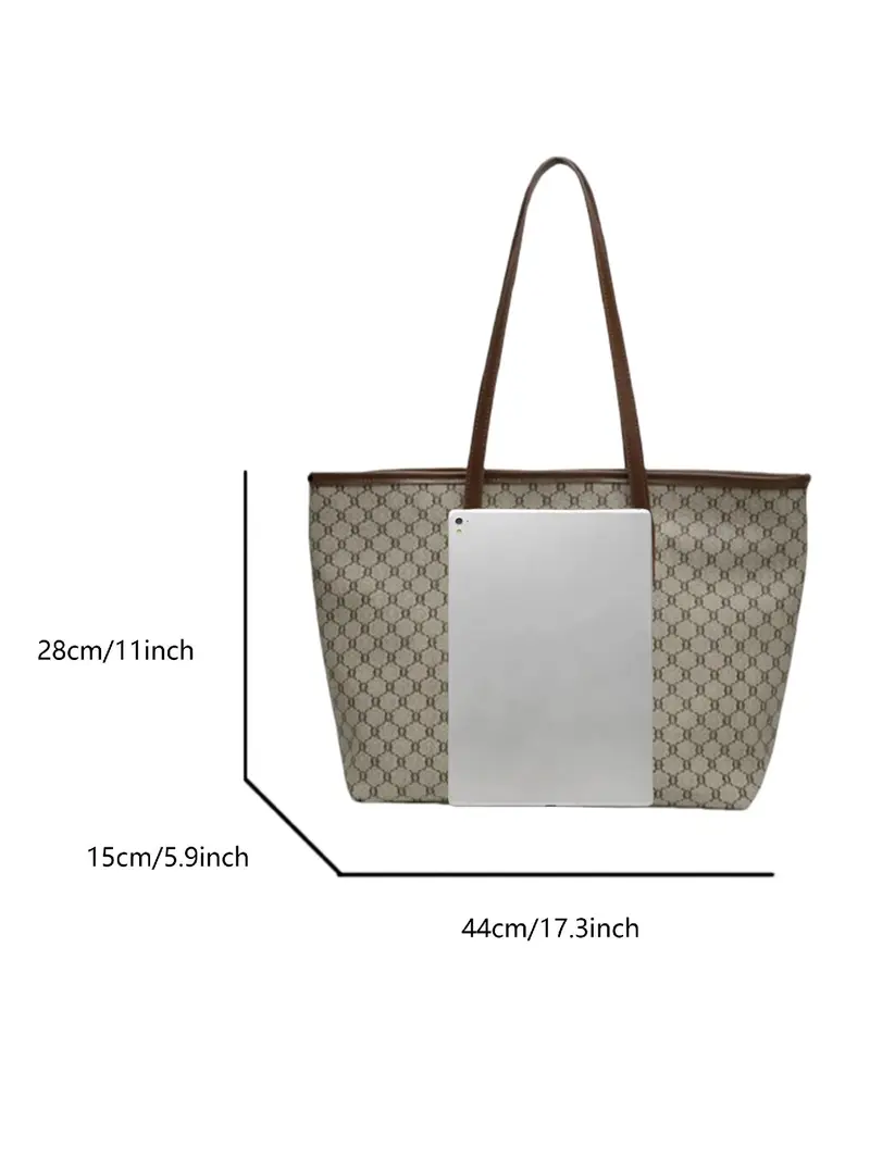 Fashion All Over Presbyopia Pattern Zippered Tote Bag, Casual Versatile PU Leather Zipper Shoulder Bag for Women, Trendy Casual Commuting Bag for Daily Used, Casual Everyday Bag, Fashionable Patterned Bag, Fashionable Versatile Purse, Stylish Tote Bags