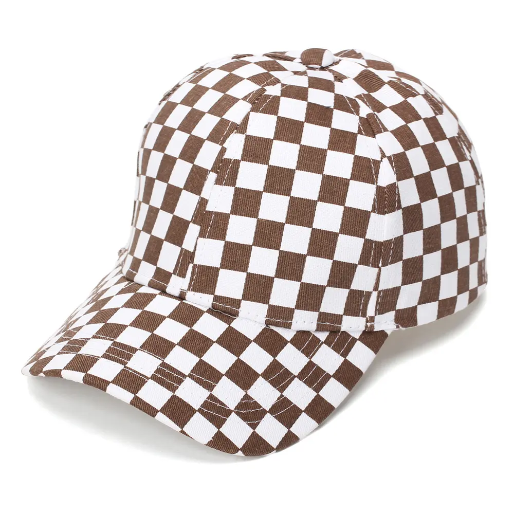 Unisex Adults' All-Seasons Checkered Retro Hong Kong Style Baseball Cap - Adjustable, Stylish, UV-Protective Peaked Hat for Outdoor Sports, Casual Daily Wear, Uv Protection Hat