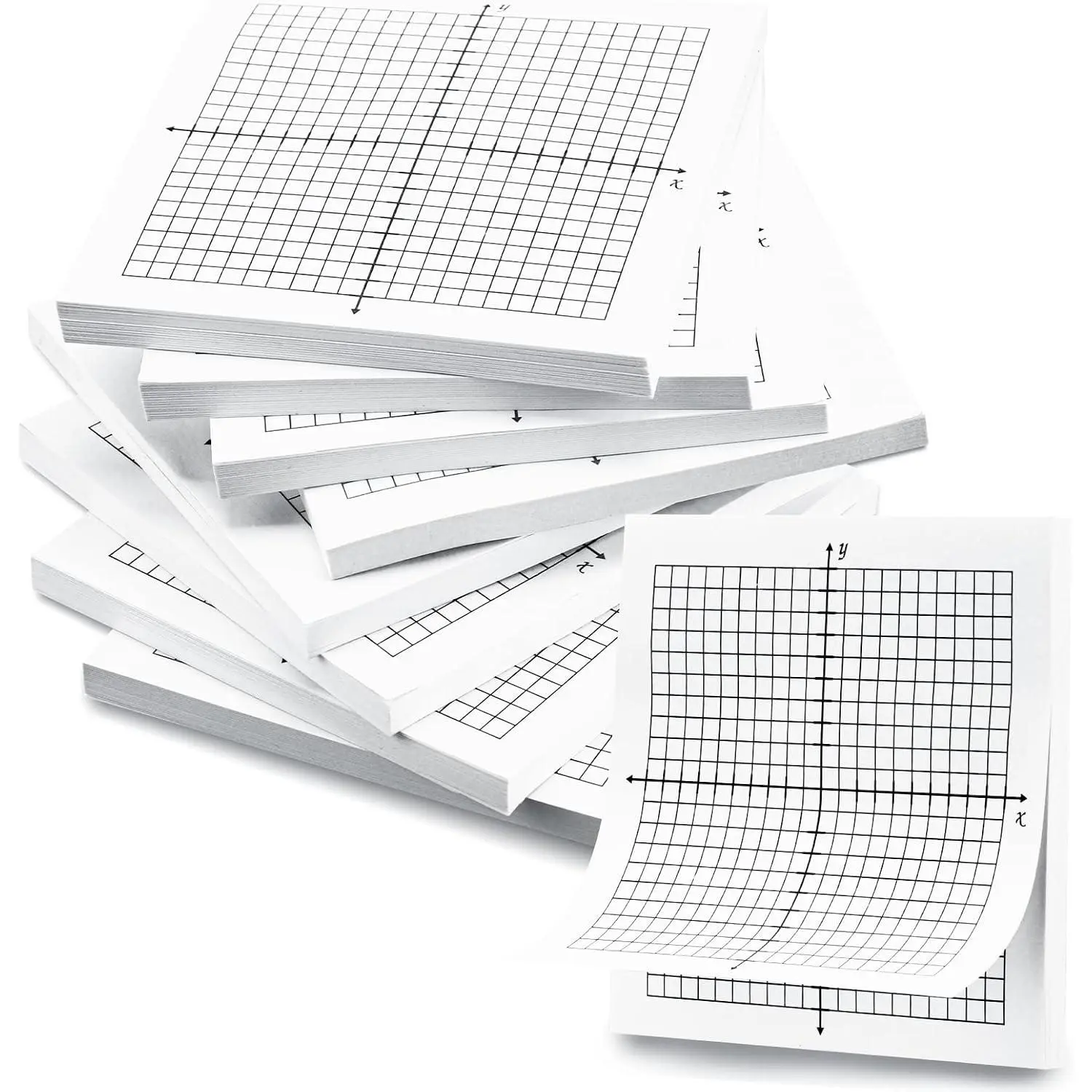 8 Pack Graph Paper Sticky Notes Bulk Grid Pad Paper,1 Style,White | 400 Sheets 3 x 3 in, Lined Mini Graph Pads, Adhesive Grid Sticky Notes for Office School, Math Supplies