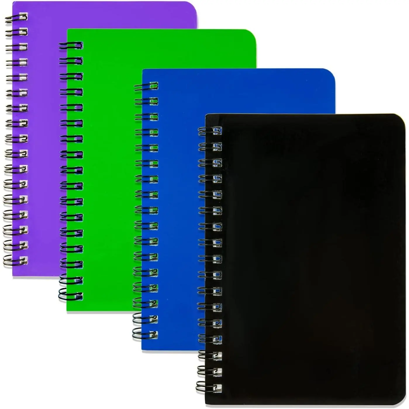 Modern 4-Pack Small Spiral Notebooks with Slide Pages, 4.2"x6.1" Pocket Notepads - Portable Office Stationery for Students/Adults, Writing Support, Multiple Colors