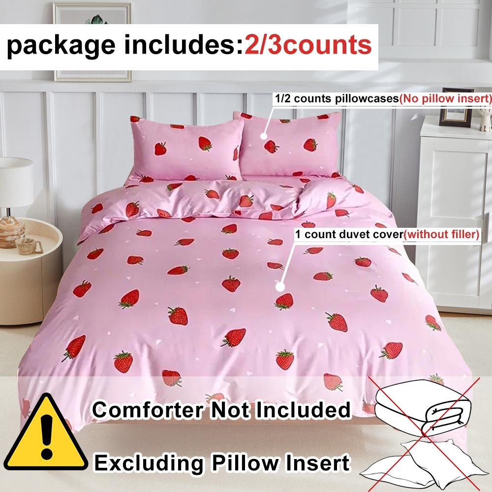 Strawberry Pattern Bedding Set, 1 Count Soft Comfortable Bedspread & 1/2 Counts Pillowcase without Filler, Bedding Set for Home Bedroom