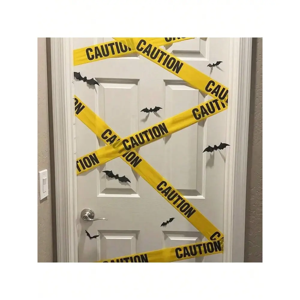 1 Roll Warning Marking Tape, 4.8cm Wide 25m Long Yellow Background Tape with Black Letters, Decorative Caution Tape Roll