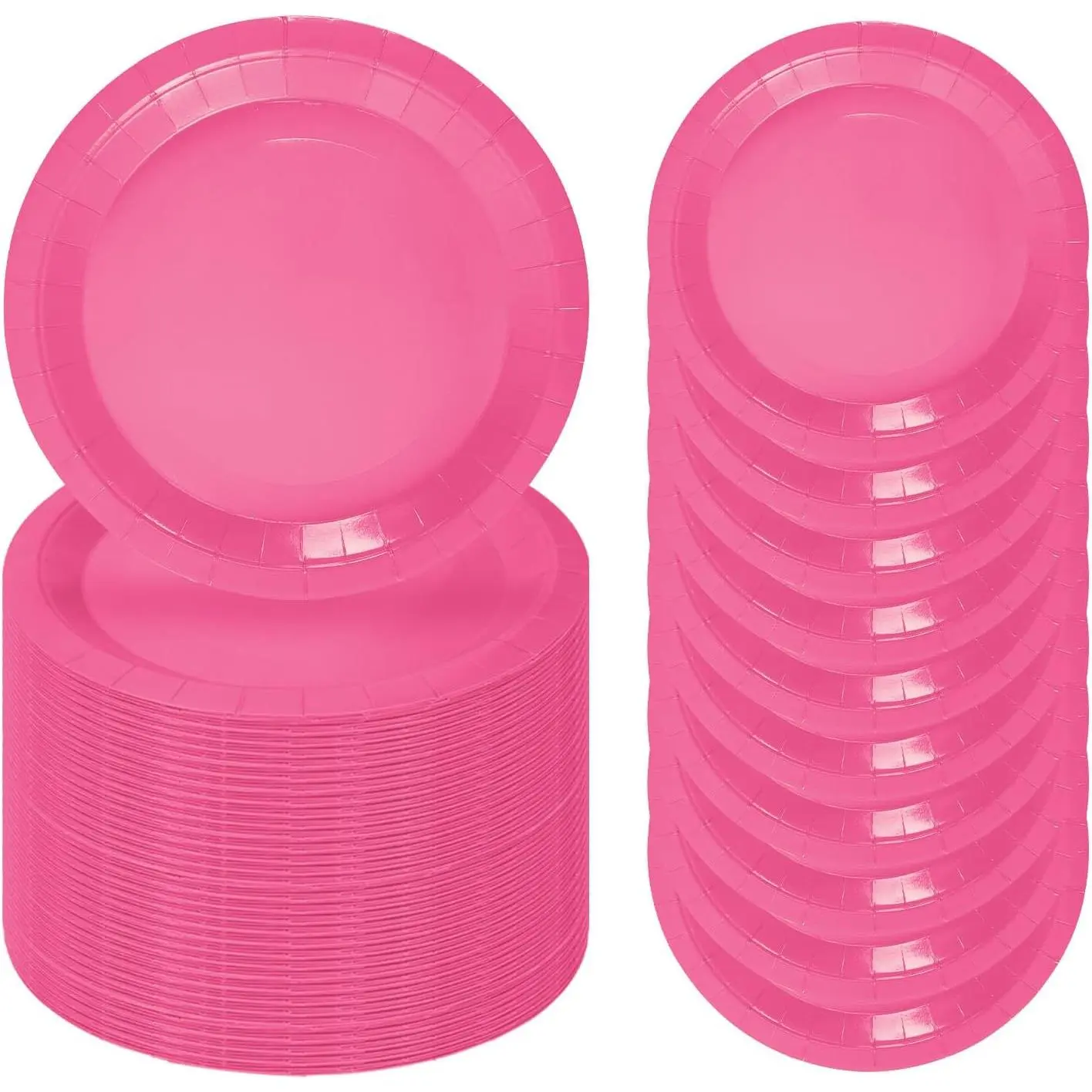 50 Pcs 7 Inch Hot Pink Disposable Paper Dessert Dinner Plates for Baby Shower Bridal Shower Birthday Party Supplies