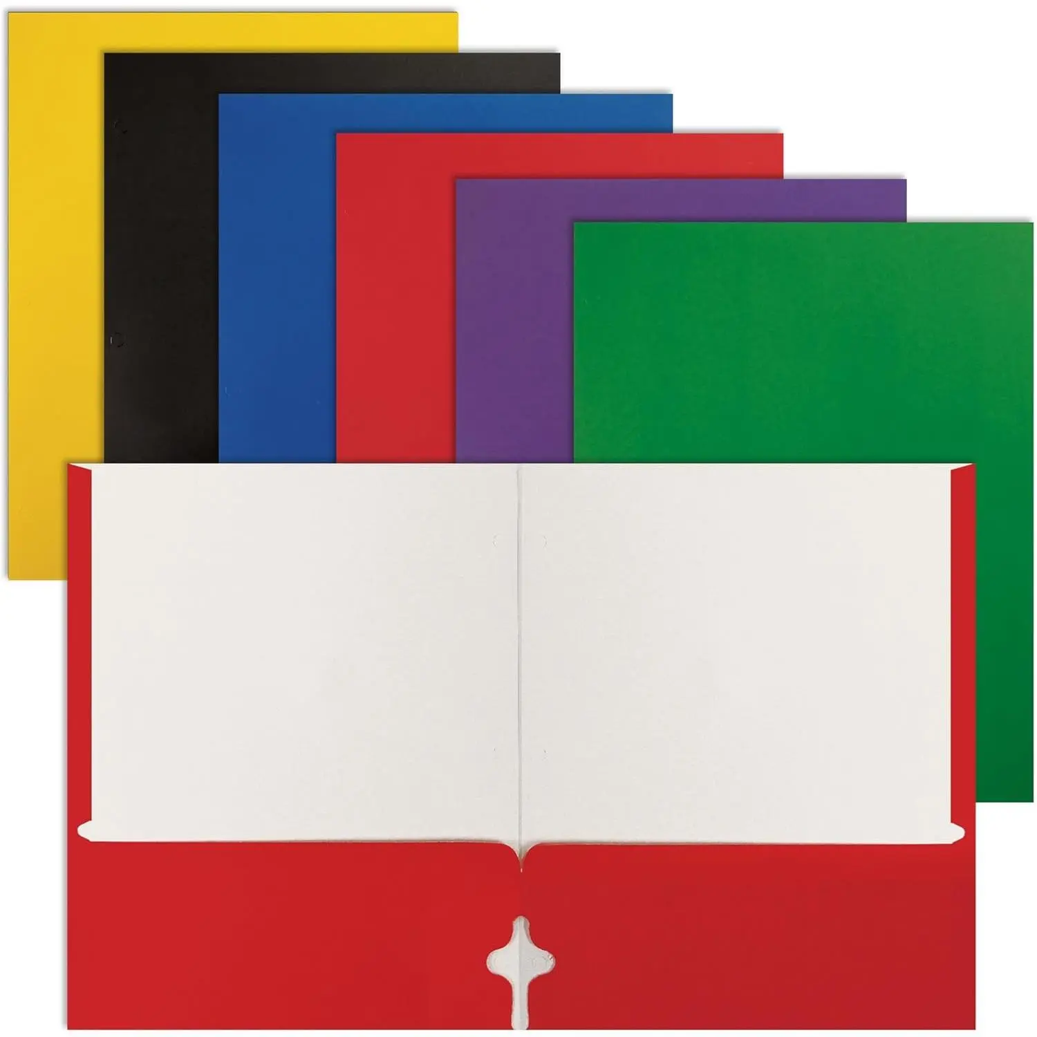 2 Pocket Bulk Folders, 100 Pack Letter Size Paper Portfolios, Assorted Primary Colors, Durable Folders for School, Office, Classroom Organization & Filing