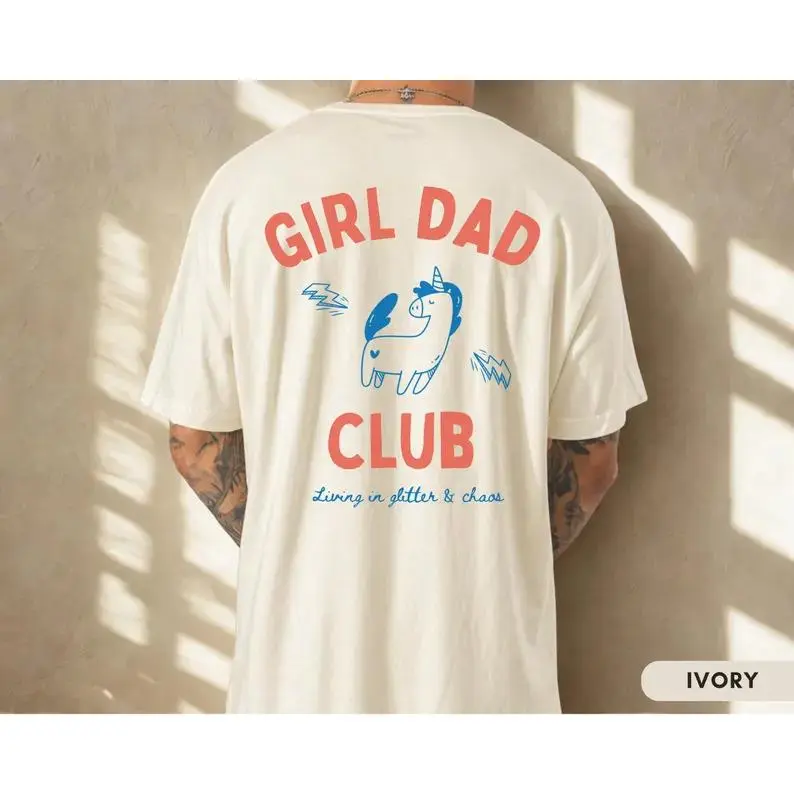 Girl Dad Club Shirt , Funny Dad of Girls Tee, New Dad Gift, First Fathers Day Shirt, Cute Unicorn Dad Life Chaos Tee