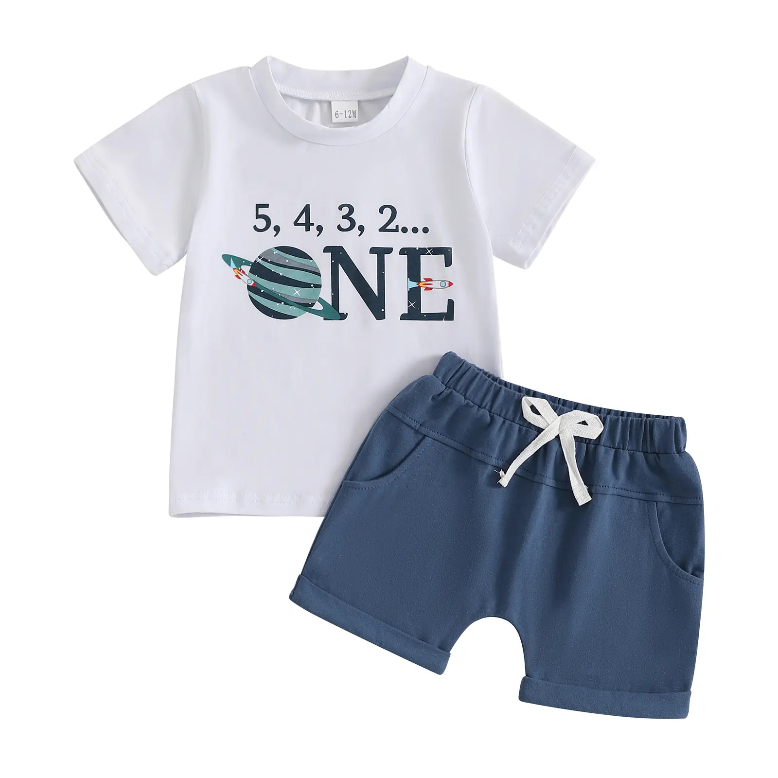 Baby Boy First Birthday Outfit Letters Printed Short Sleeve Shirt Tops Shorts Set Cute Cake Smash Outfit