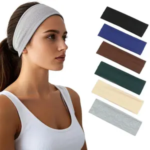 Simple Basic Solid Color Sports Yoga Wide Hair Bands Running Antiperspirant Sweat Absorbent Headbands for Men and Women
