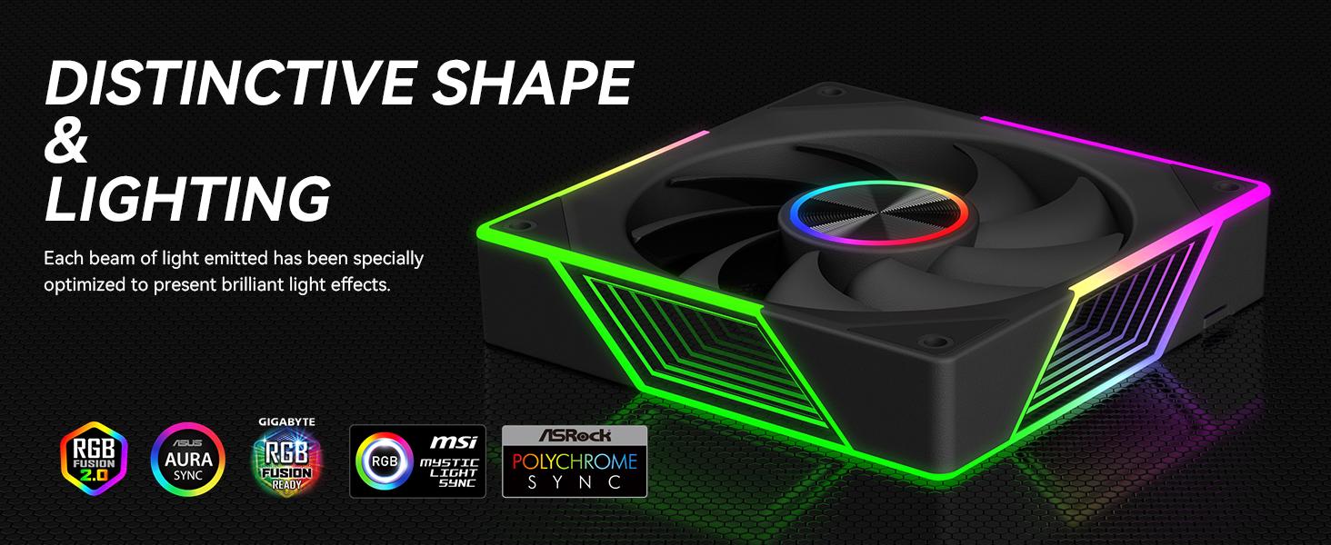 120mm ARGB CPU cooler fan - Set of 3, PWM silent cooling fans suitable for PCs, 1800 RPM, black, reverse-rotating fans