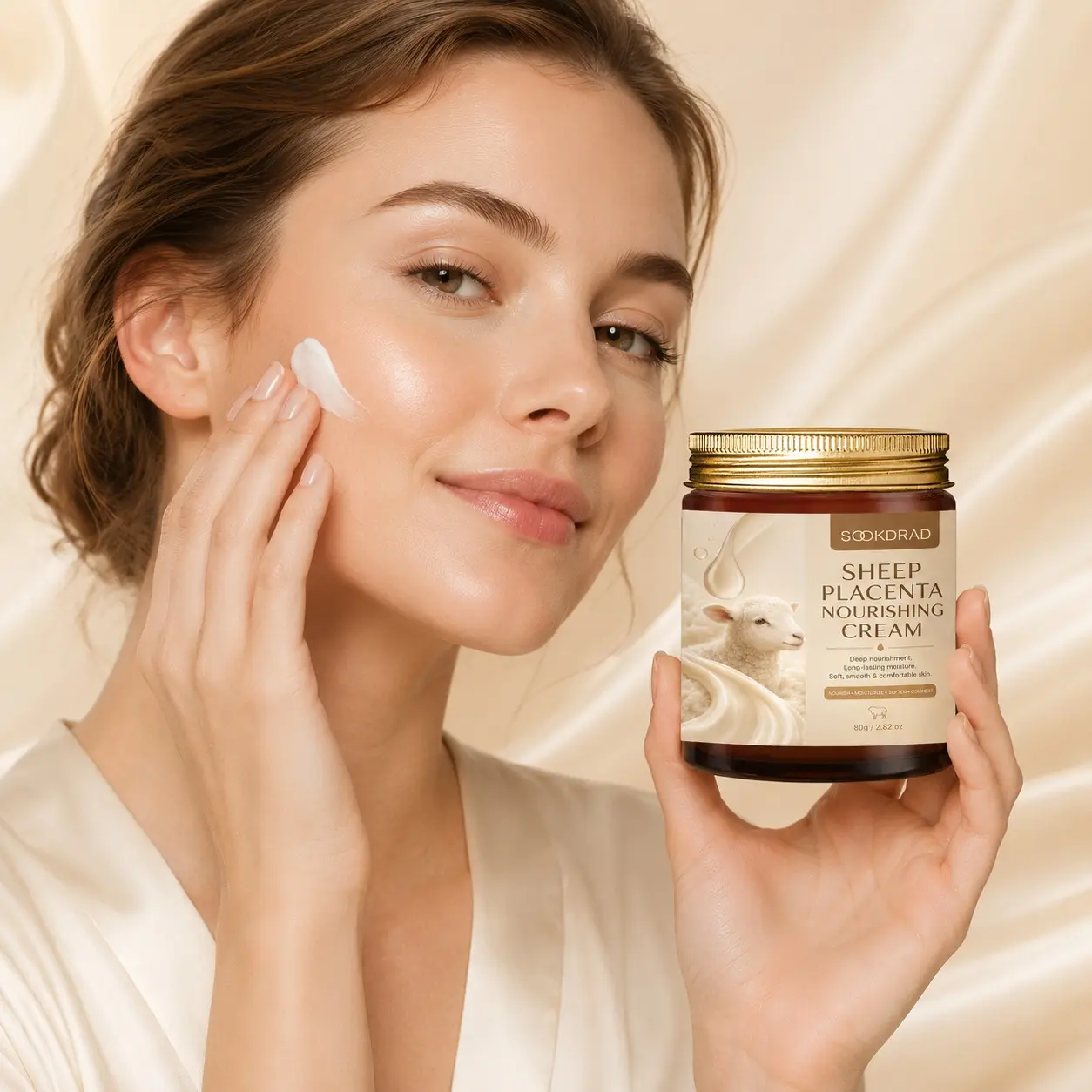 Sheep Placenta Nourishing Cream, Deep nourishment, Long-lasting moisture, Soft skin, Smooth skin, Comfortable skin, 80g