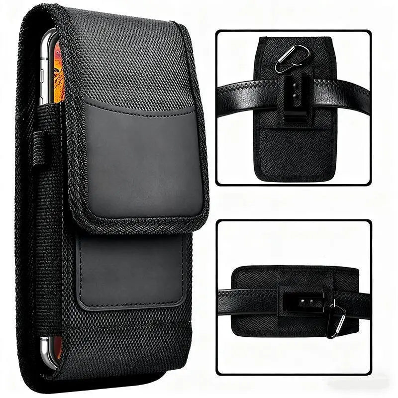 Men's Nylon Casual Waist Bag with Wallet Cover, Belt Loop & Pen Slot, Compatible with Samsung (Galaxy Series), Apple & Motorola Cell Phones, Home Organizer Storage Bag