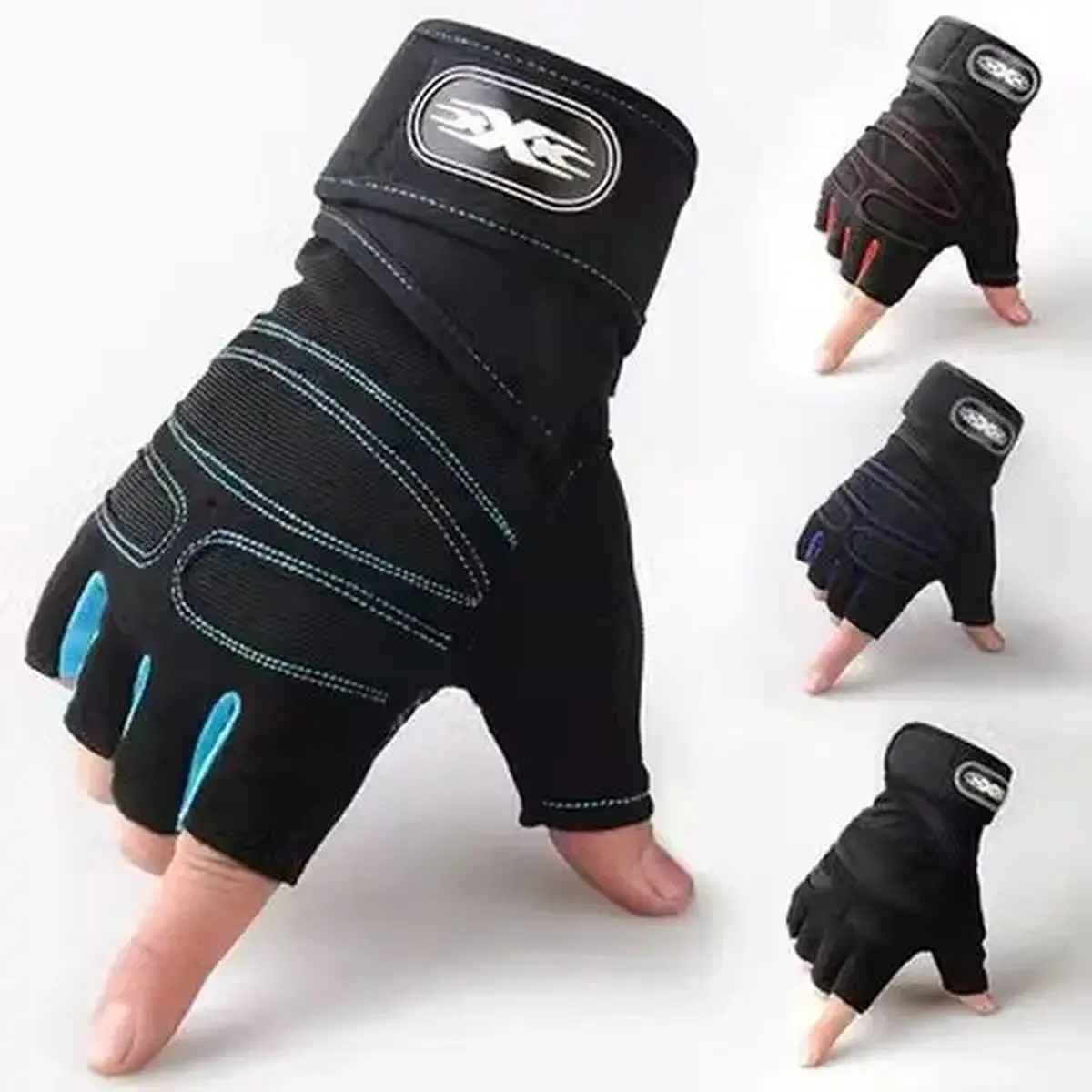 Workout Gloves for Men & Women, Fingerless Weight Lifting Gym Gloves with Wrist Wrap Support, Anti-Slip Full Palm Protection for Fitness, Training, Cycling & Pull Ups