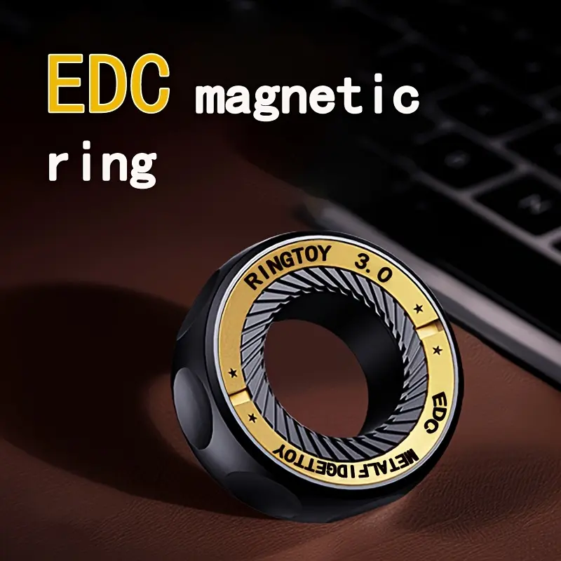 EDC Metal Finger Ring Decompression Finger Rotator, Adjustable Decompression Slider Slap Coin, Adult Relaxing Finger Toy, Perfect Gift for Men for Focus and Relaxation