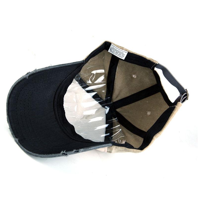 Pure cotton five-panel printed motorcycle baseball cap, trucker cap, distressed washed hat, outdoor sun hat, trendy Korean style